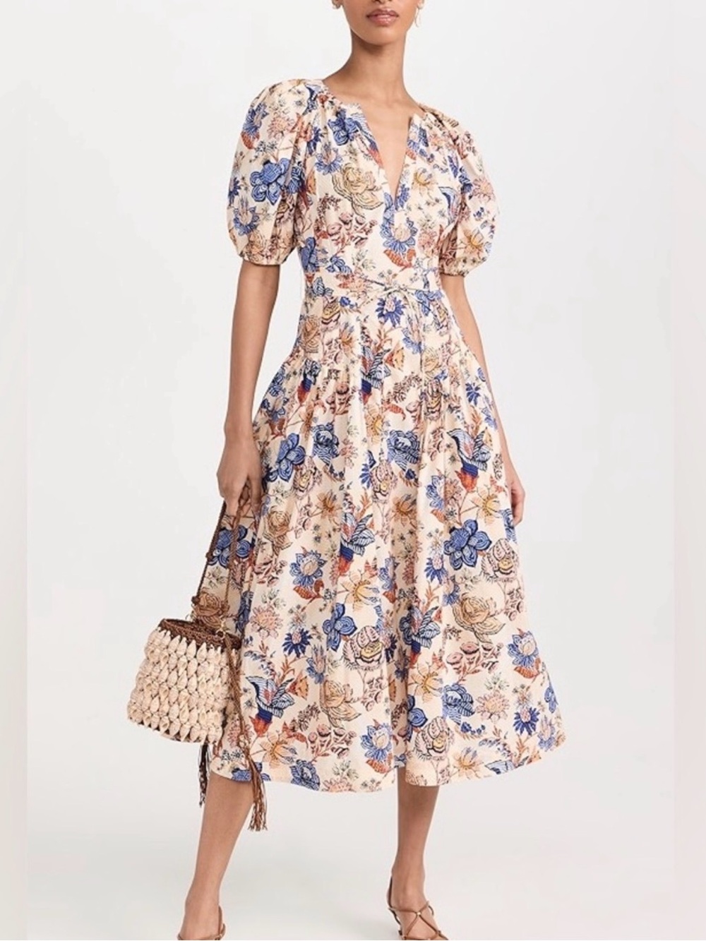 Ulla Johnson Francesca floral cotton poplin midi dress Size 8